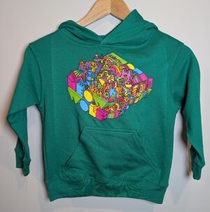 NWT Meow Wolf Youth Size XS 4/5 Santa Fe 3D Graphic Green Hoodie